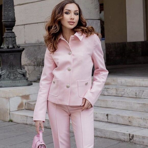 BLOGGERS FAV ZARA PINK BLAZER JACKET WITH METAL BUTTONS Barbiecore Barbie Core - Picture 1 of 5